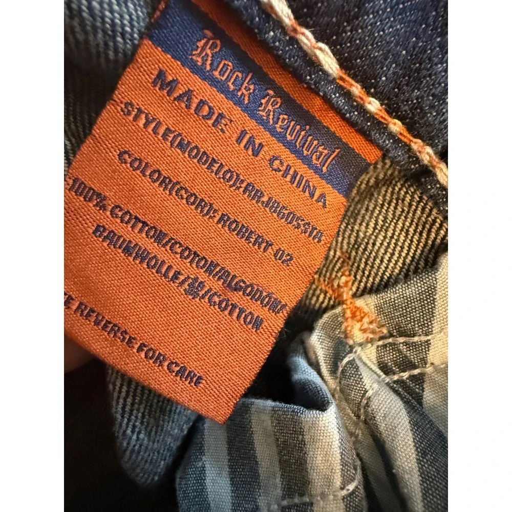Rock Revival Robert Straight Jeans Sz 36 Blue Cotton Denim Men